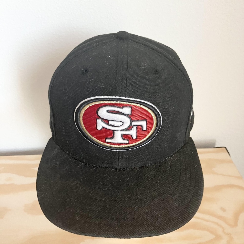 San Francisco 49ers Hat Cap Fitted Mens 7 1/2 Black NFL Football New Era
